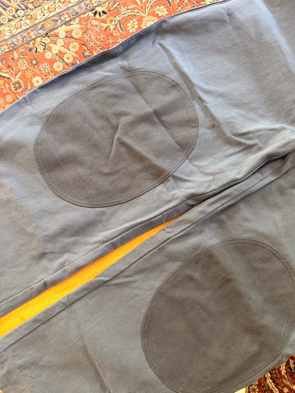 Women's barrel Leg pants with Knee Patches - Blue - Picture 3 of 6